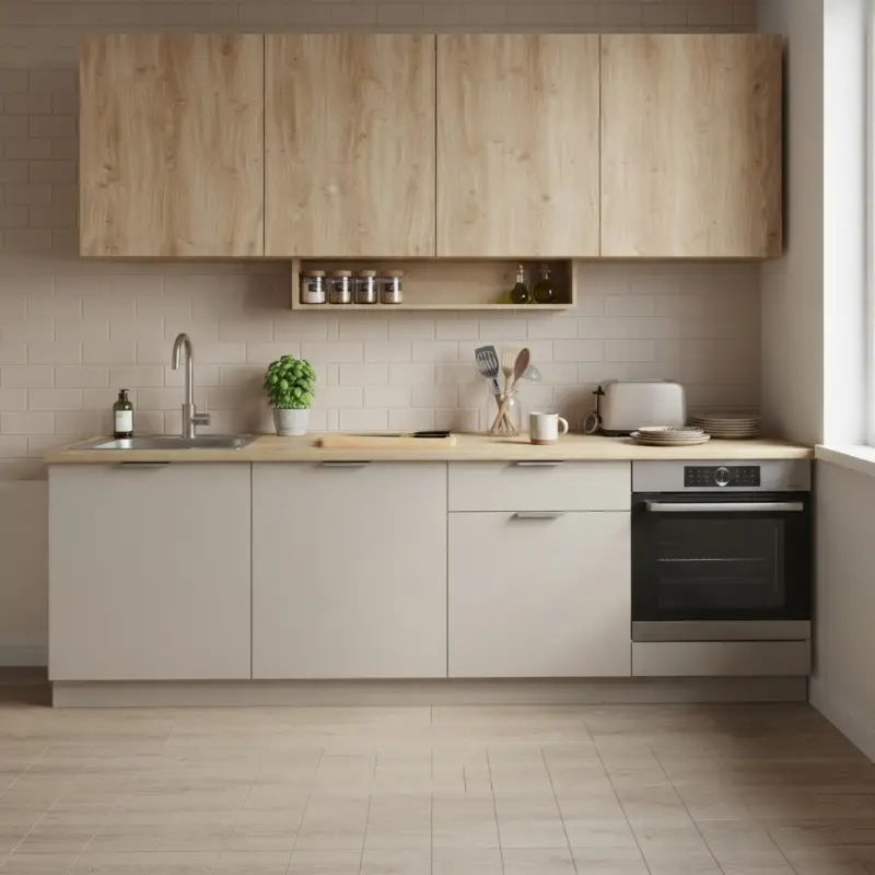 Kitchen Set Minimalis Two-Tone Oak & Greige [2]