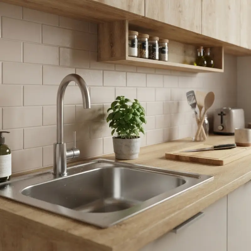 Kitchen Set Minimalis Two-Tone Oak & Greige [3]