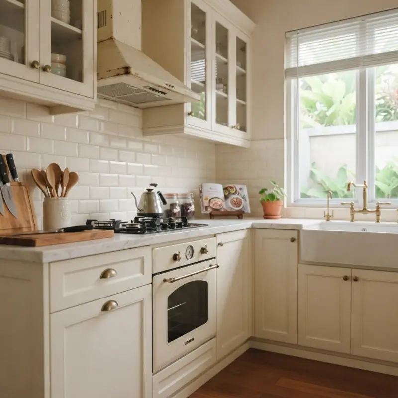 Kitchen Set Shaker Style Finishing Doff Ivory dengan Top Table Marmer [3]