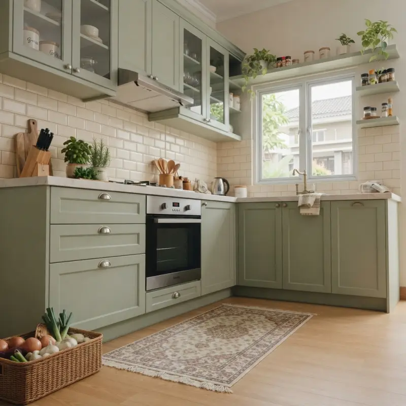 Kitchen Set Shaker Style Sage Green dengan Top Marmer [4]