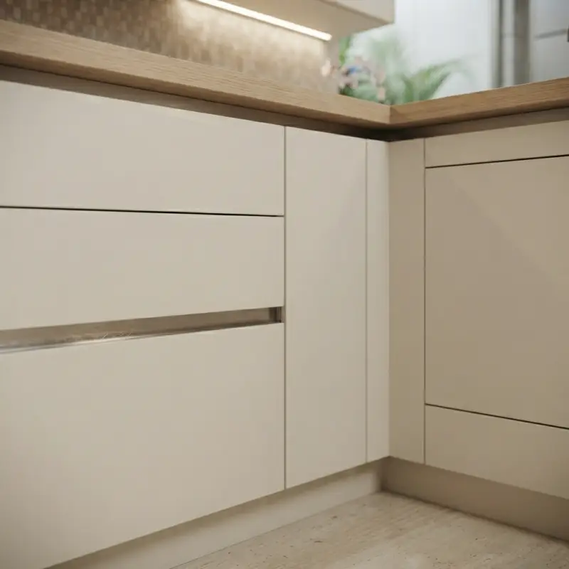 Kitchen Set Sudut Minimalis Finishing Doff Kombinasi Kayu [3]