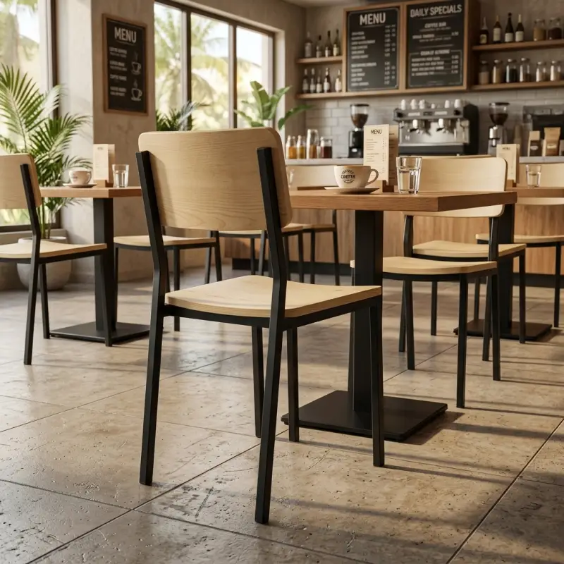 Kursi Cafe Besi Kayu Gaya Industrial Minimalis [2]
