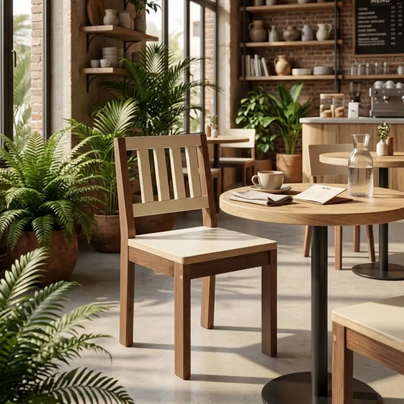 Kursi Cafe Kayu Slat Back Dua Tone [4]