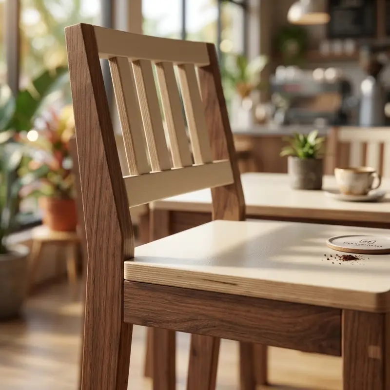Kursi Cafe Kayu Slat Back Dua Tone [5]