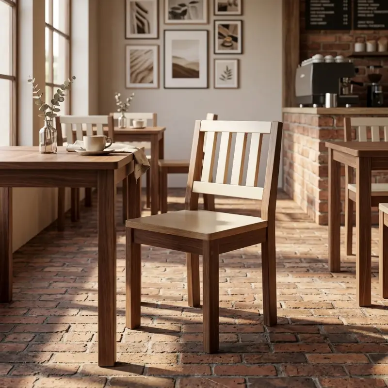 Kursi Cafe Kayu Slat Back Dua Tone [6]