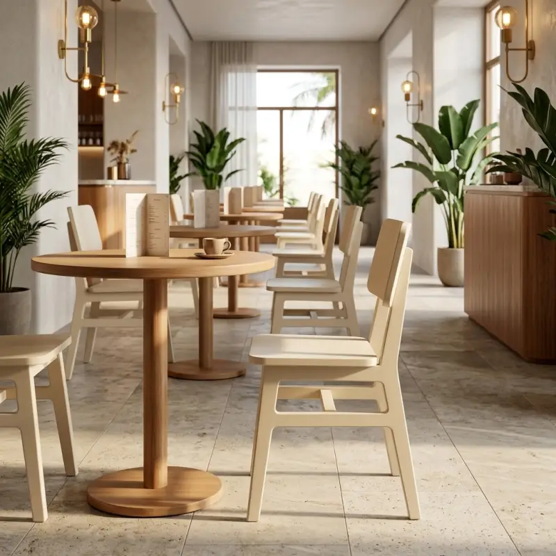 Kursi Cafe Kayu Solid Finishing Putih Krem [3]