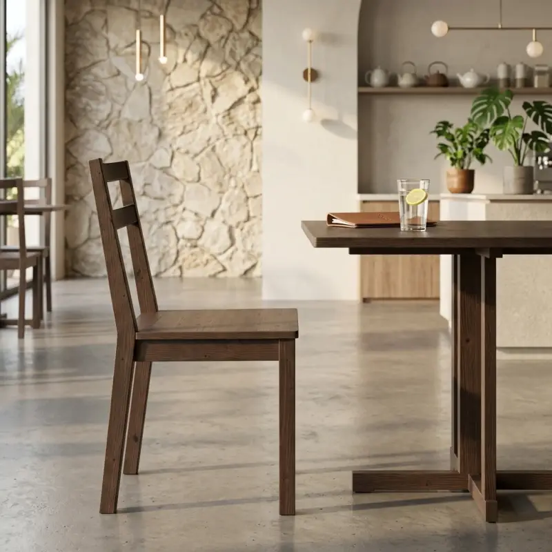 Kursi Cafe Kayu Solid Ladderback Dark Walnut [4]