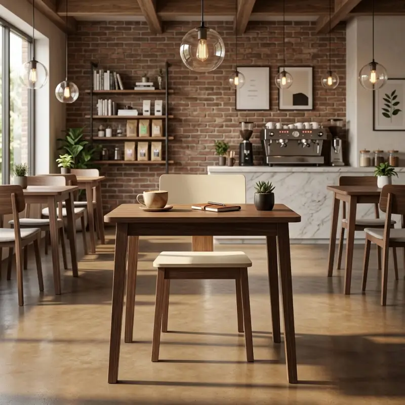 Kursi Cafe Kayu Walnut Sandaran Plywood [4]