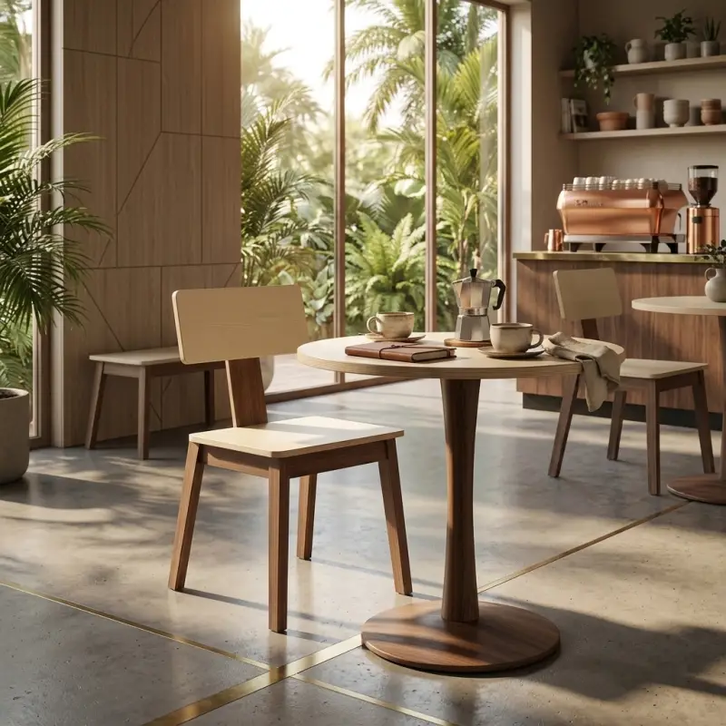 Kursi Cafe Kayu Walnut Sandaran Plywood [5]