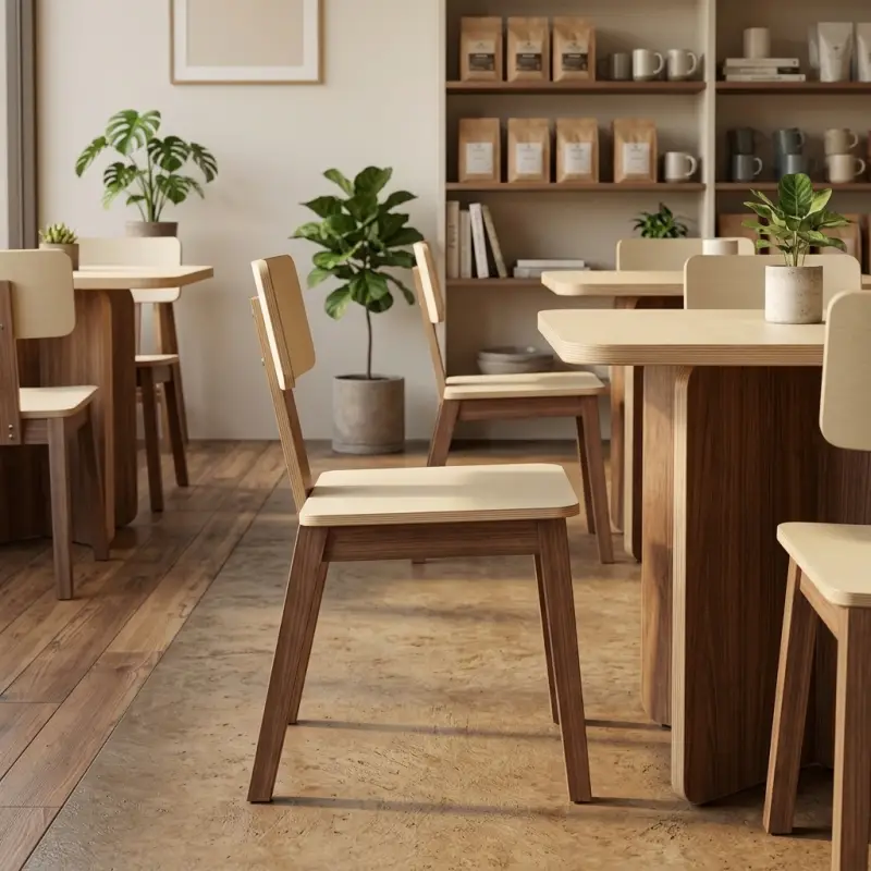 Kursi Cafe Kayu Walnut Sandaran Plywood [6]