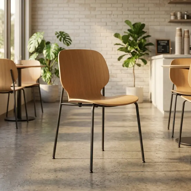 Kursi Cafe Plywood Rangka Besi Hitam [2]