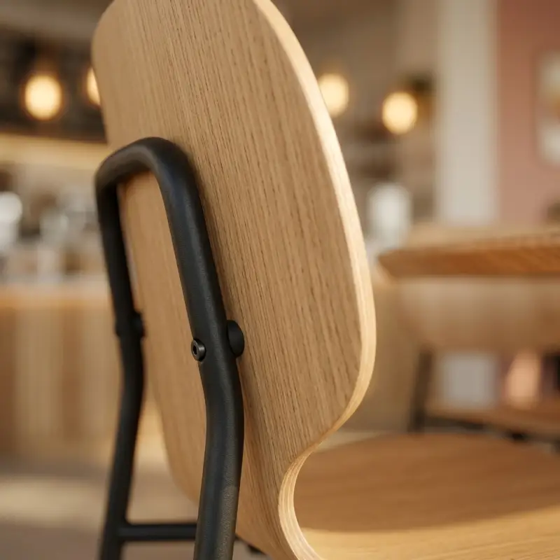 Kursi Cafe Plywood Rangka Besi Hitam [3]