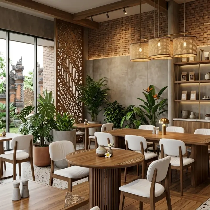 Kursi Cafe Rangka Kayu Solid Dudukan Berlapis [2]