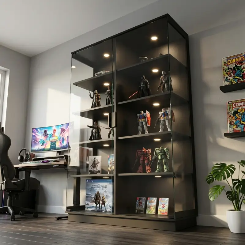 Lemari Display Kaca dengan Lampu Sorot dan Rak Adjustable [4]