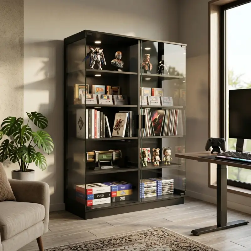 Lemari Display Kaca dengan Lampu Sorot dan Rak Adjustable [5]