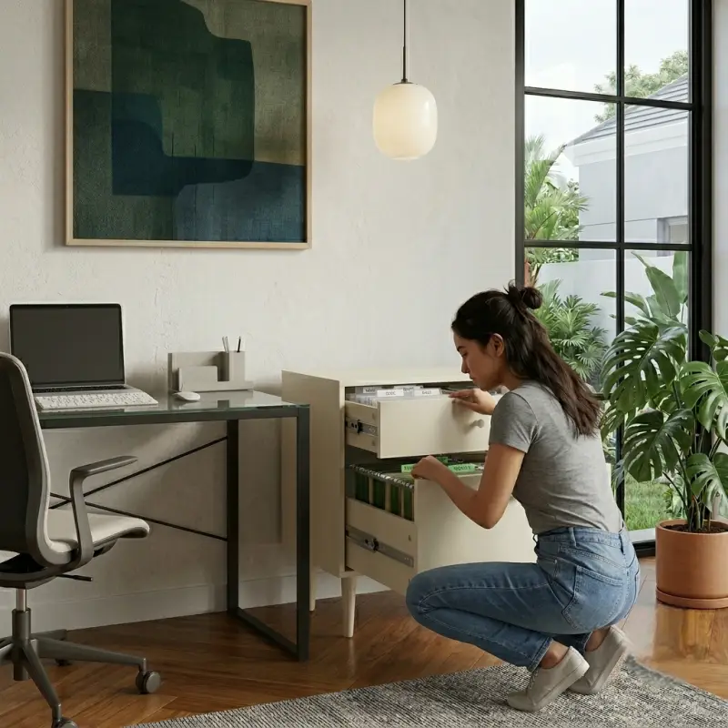 Lemari Laci Kayu Scandinavian dengan Kaki Lancip [5]