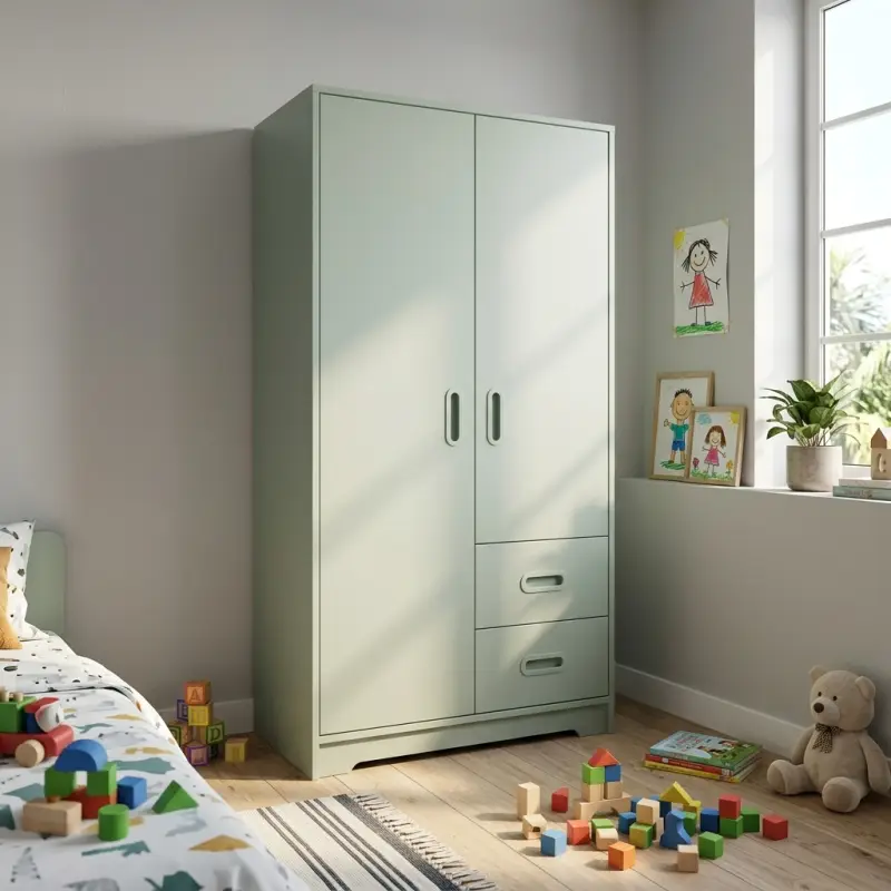 Lemari Pakaian 2 Pintu dengan Laci Sage Green [2]