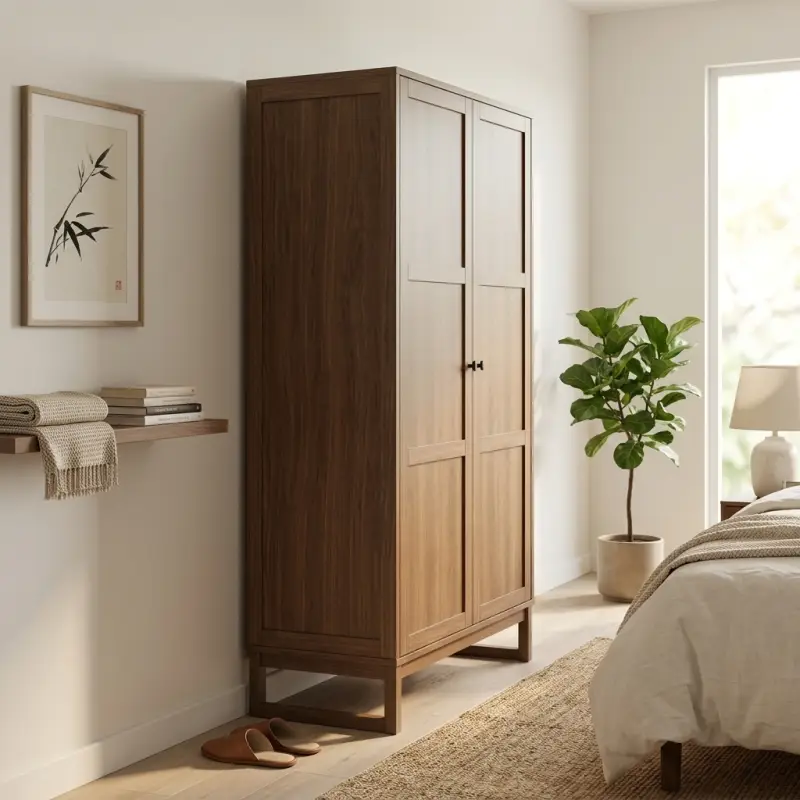 Lemari Pakaian 2 Pintu Panel Kayu Walnut [3]