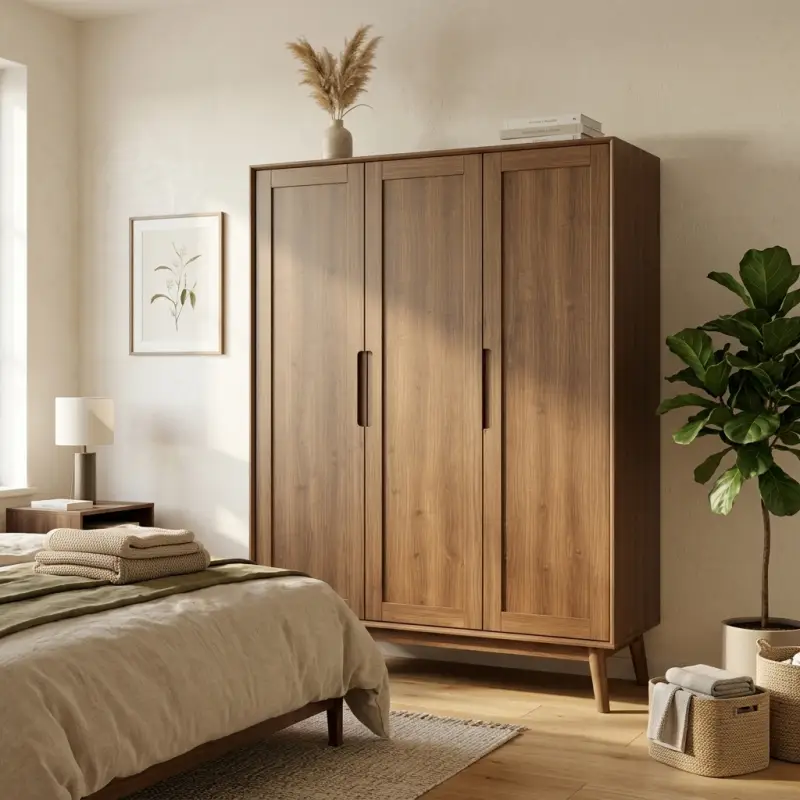 Lemari Pakaian 3 Pintu Gaya Scandinavian Kayu Solid [2]