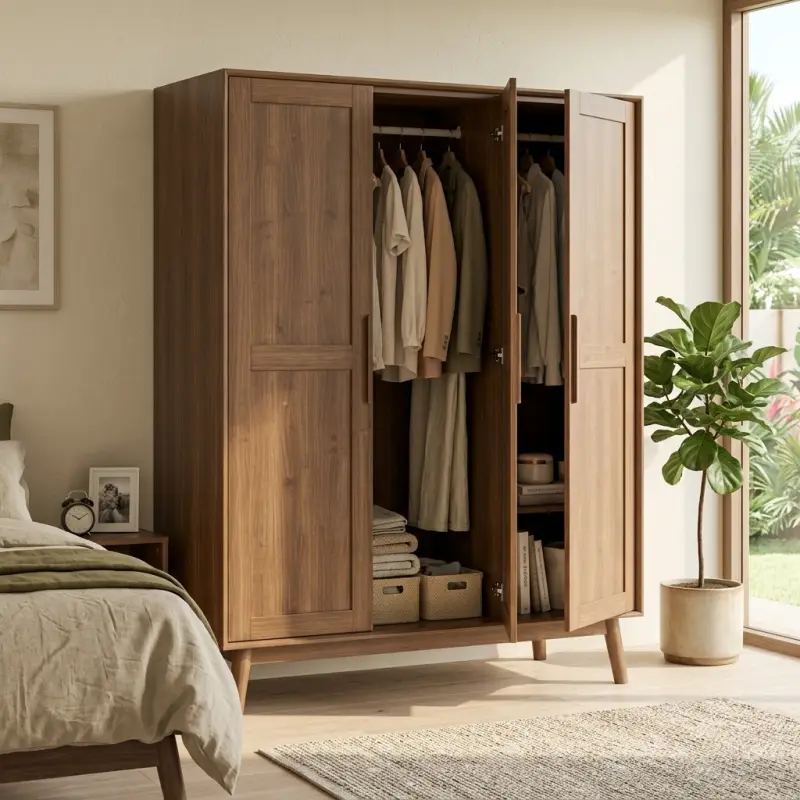 Lemari Pakaian 3 Pintu Gaya Scandinavian Kayu Solid [3]