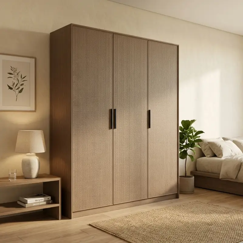 Lemari Pakaian 3 Pintu Panel Alur Finishing Walnut [2]