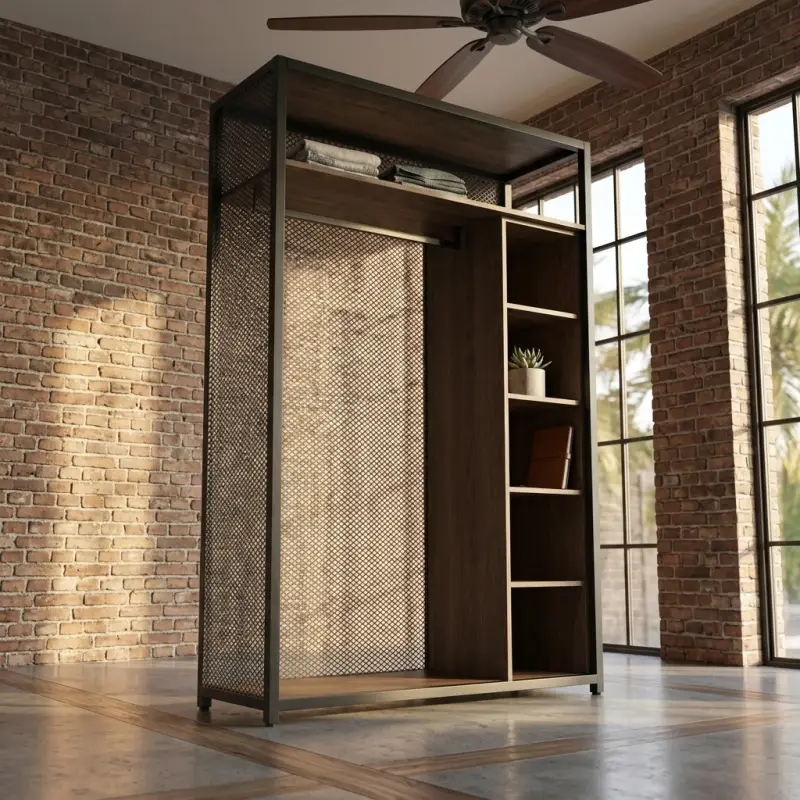 Lemari Pakaian Besi Kayu Industrial Open Wardrobe [5]