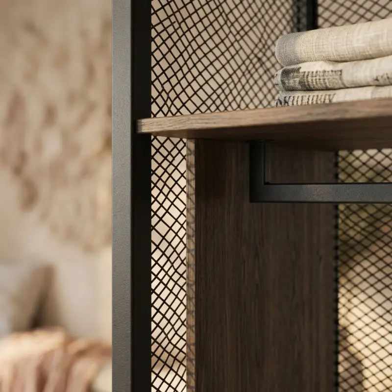 Lemari Pakaian Besi Kayu Industrial Open Wardrobe [6]