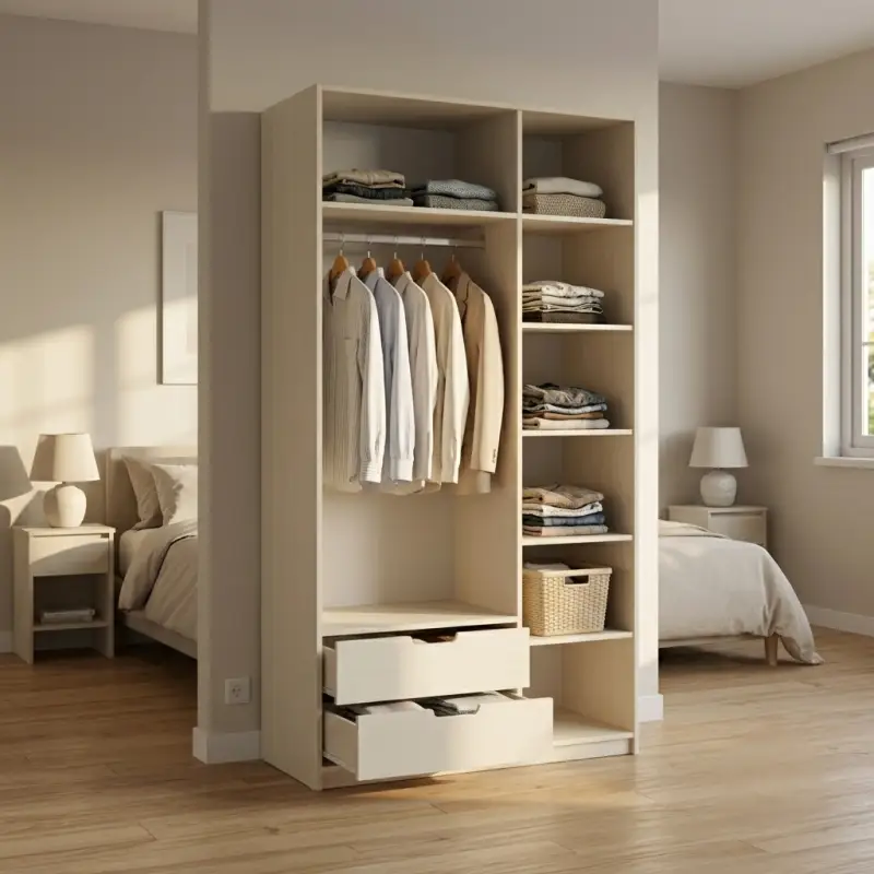 Lemari Pakaian Open Wardrobe dengan Laci dan Rak Serbaguna [2]