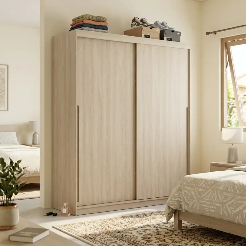 Lemari Pakaian Pintu Geser Finishing Oak Natural [2]