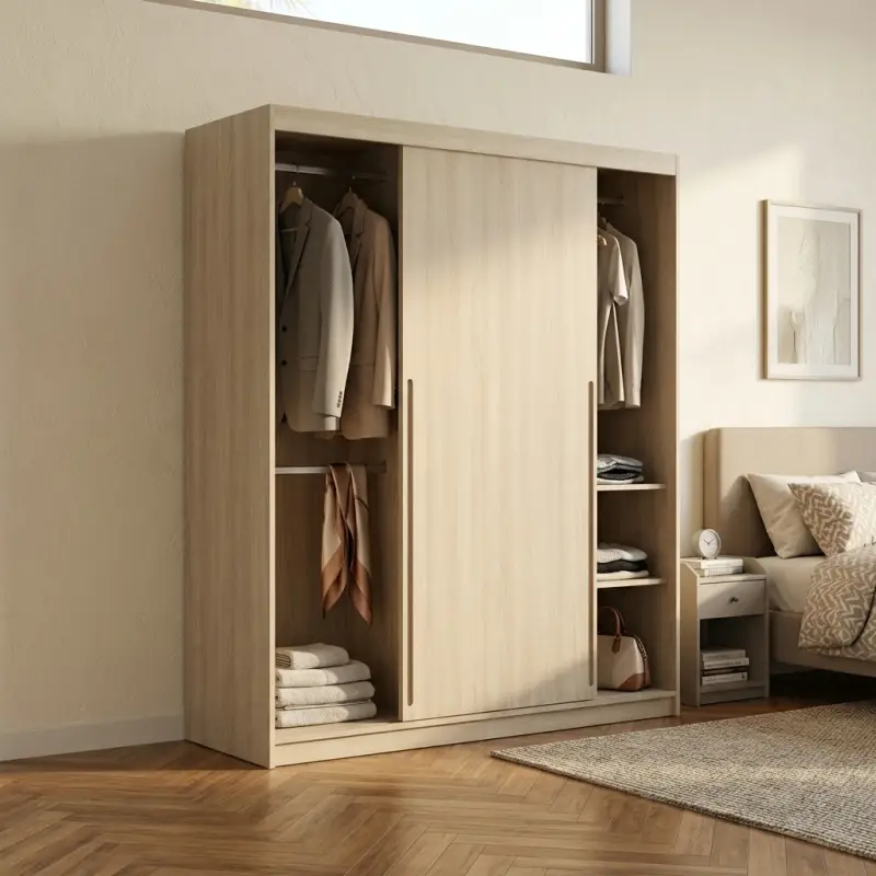Lemari Pakaian Pintu Geser Finishing Oak Natural [3]
