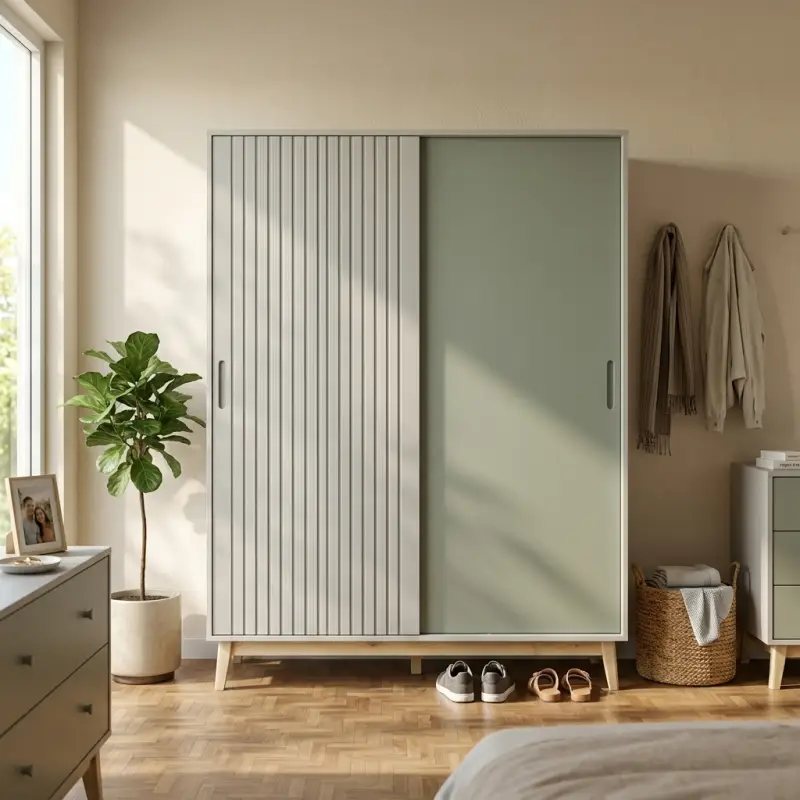 Lemari Pakaian Sliding Door Fluted Panel Scandinavian [2]