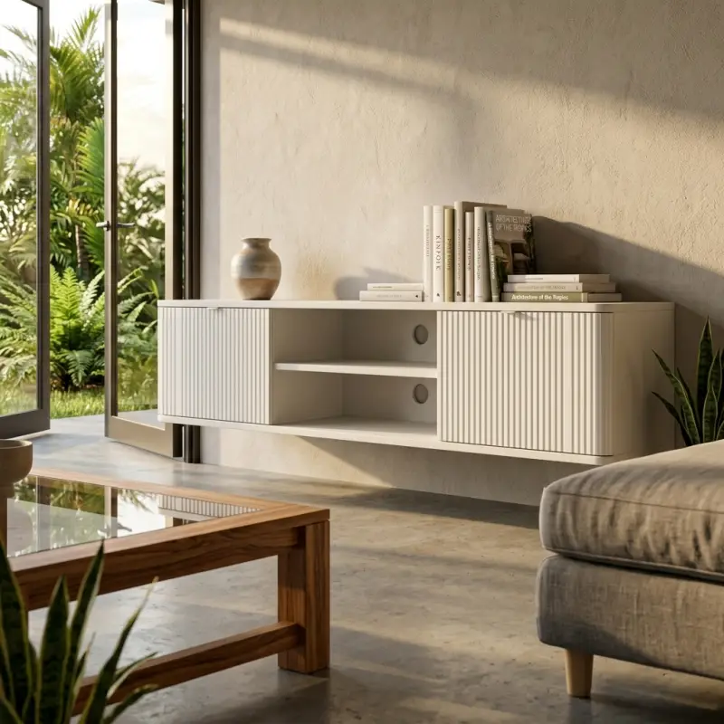 Lemari TV Gantung Pintu Fluted Minimalis [4]