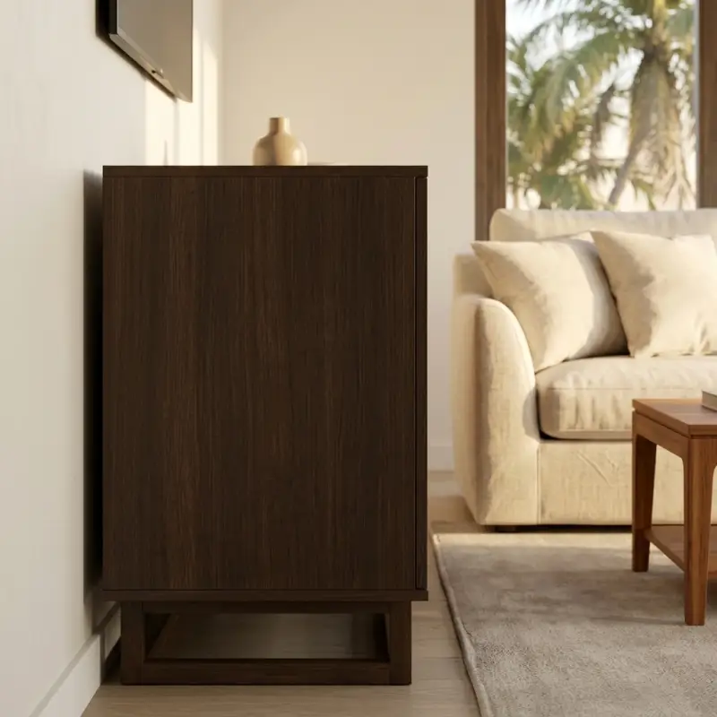 Lemari TV Kayu Walnut Minimalis dengan Laci dan Pintu Cabinet [5]