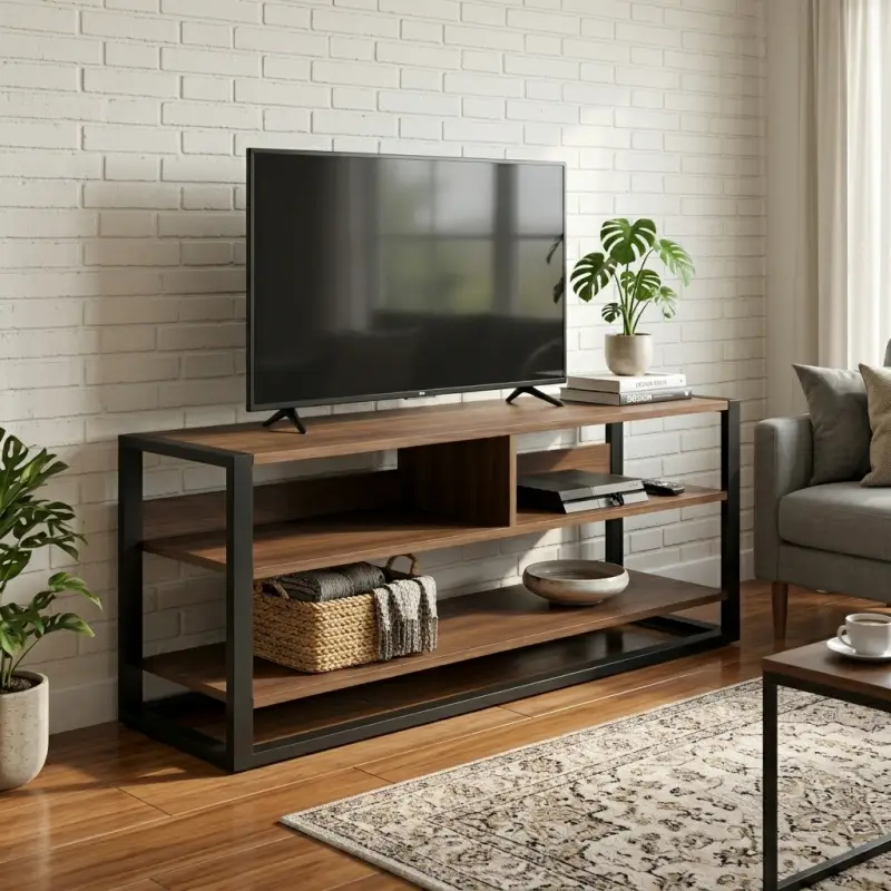 Lemari TV Minimalis Dua Pintu dengan Laci Tengah [5]