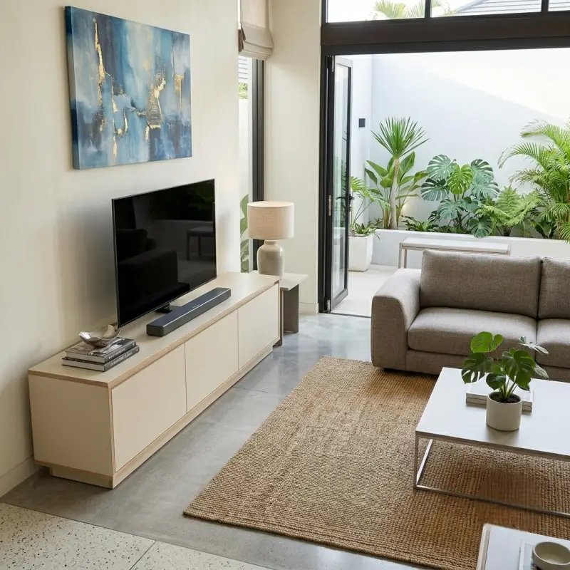 Lemari TV Minimalis Plywood Pintu 3 Panel [2]