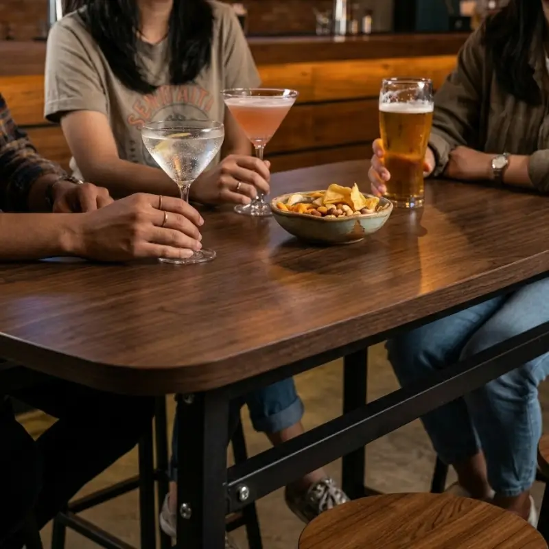 Meja Bar Kaki Besi Rangka H-Brace Top Kayu [3]