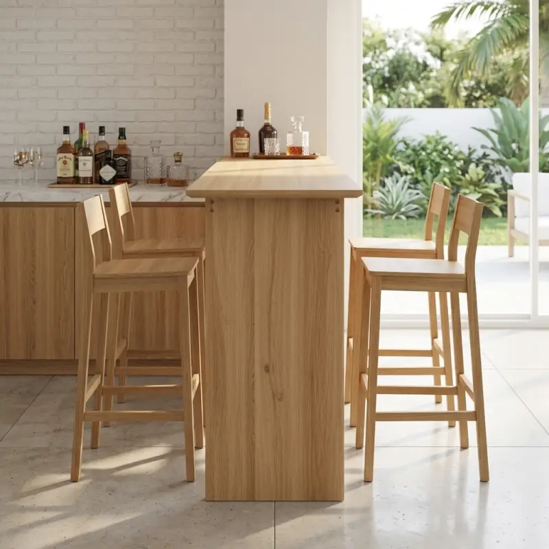 Meja Bar Kayu Minimalis dengan Footrest [3]