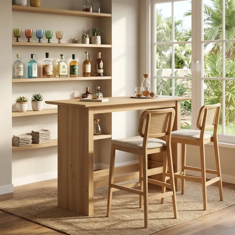 Meja Bar Kayu Minimalis dengan Footrest [4]