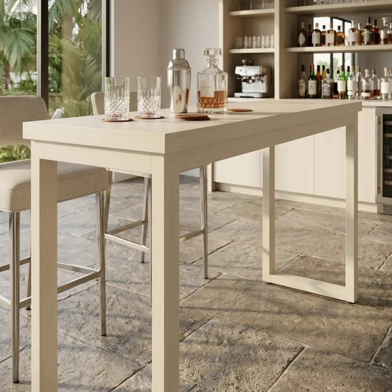 Meja Bar Minimalis Kaki Loop Finishing Natural White [3]