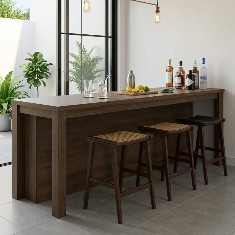 Meja Bar Panel Kayu Finishing Walnut [5]