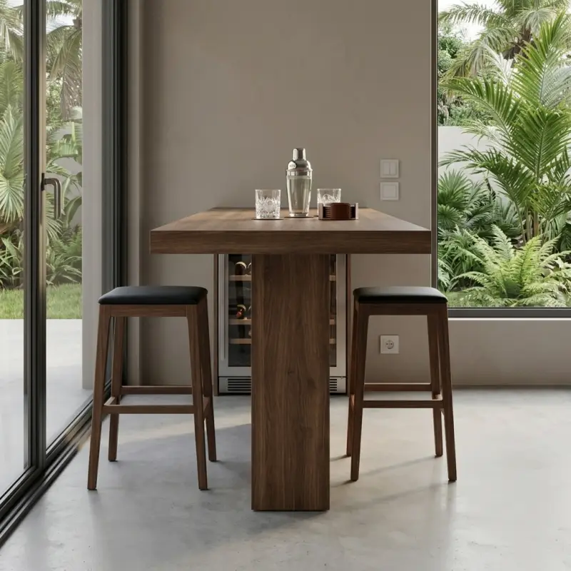 Meja Bar Panel Kayu Solid Finishing Natural [3]