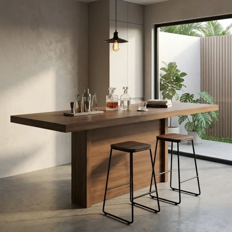 Meja Bar Panel Kayu Solid Finishing Natural [6]