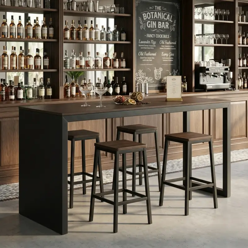 Meja Bar Tinggi Kayu Besi Industrial [2]