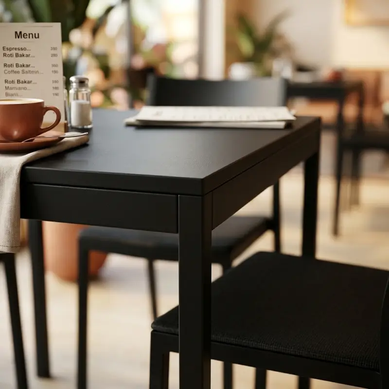 Meja Cafe Besi Square Finishing Matte Black [2]