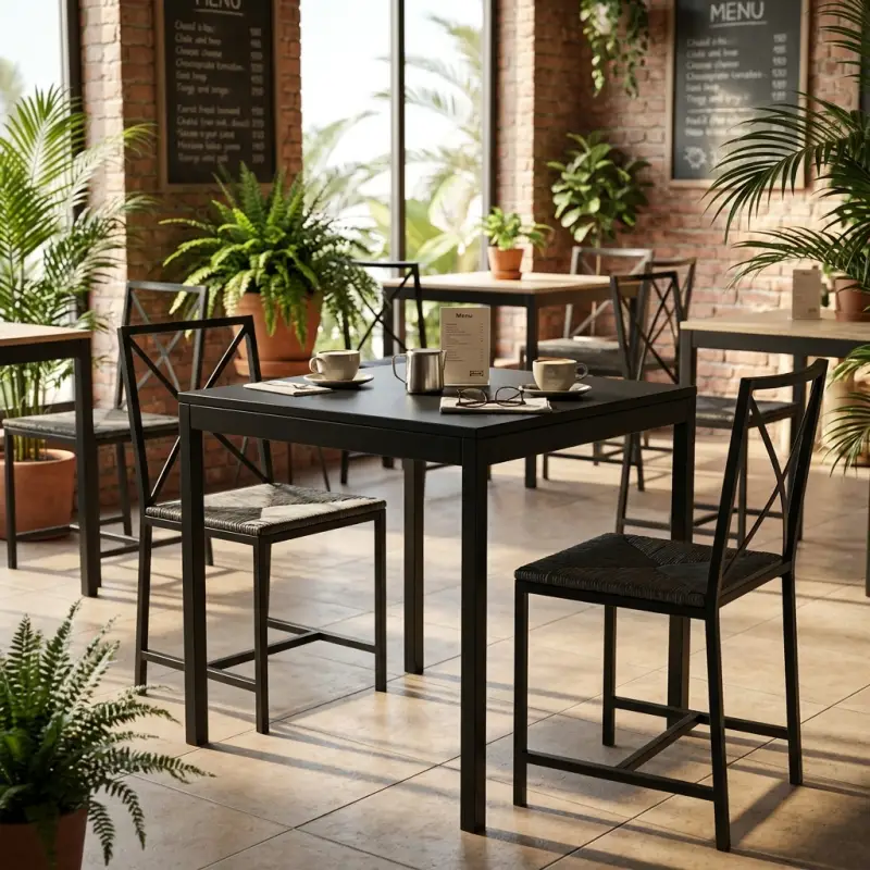 Meja Cafe Besi Square Finishing Matte Black [4]