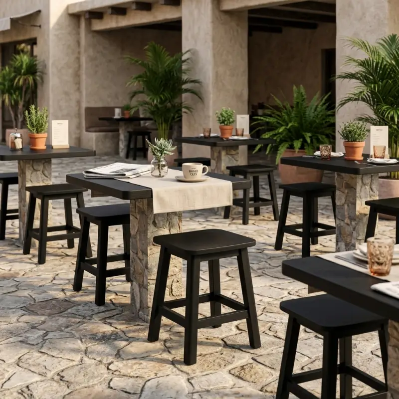 Meja Cafe Kayu Besi Industrial Kaki Kotak [5]