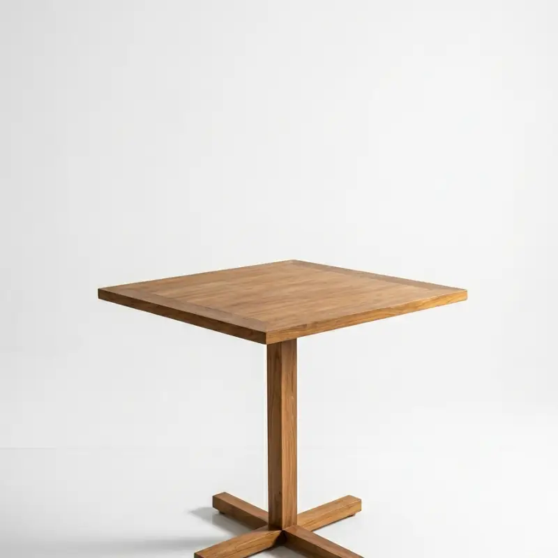 Meja Cafe Kayu Solid Kaki Silang [1]