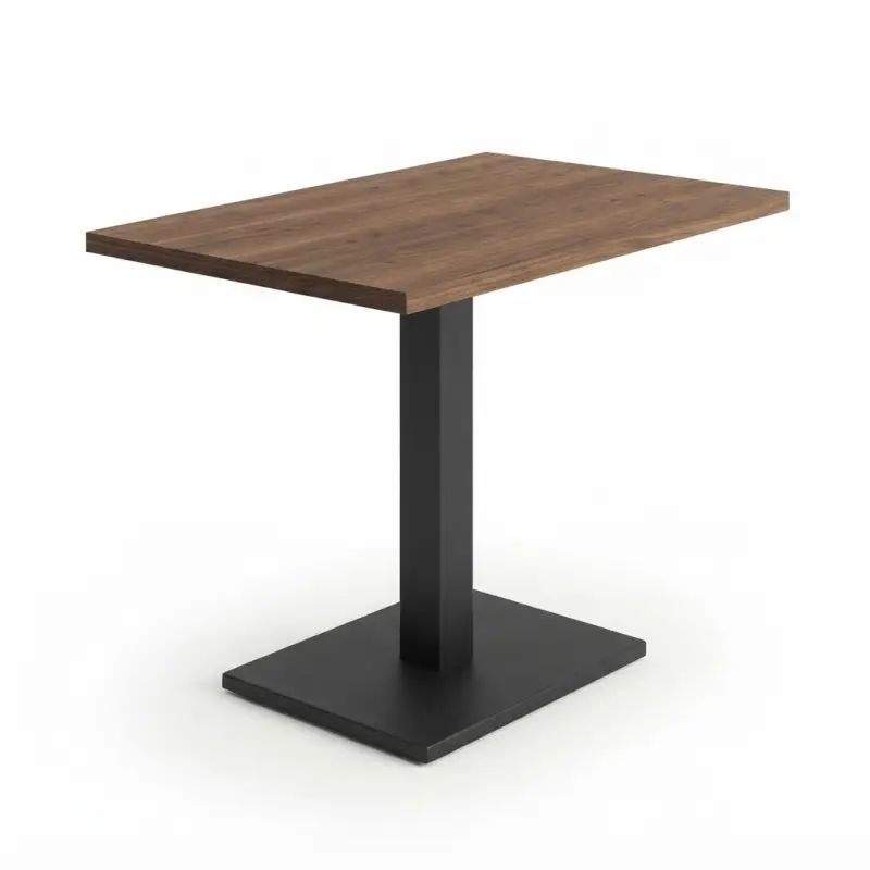 Meja Cafe Kayu Top Kaki Besi Single Pedestal [5]