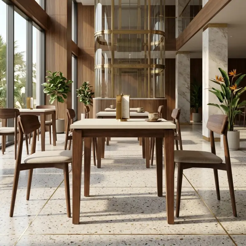 Meja Cafe Kayu Top Putih Scandinavian [2]