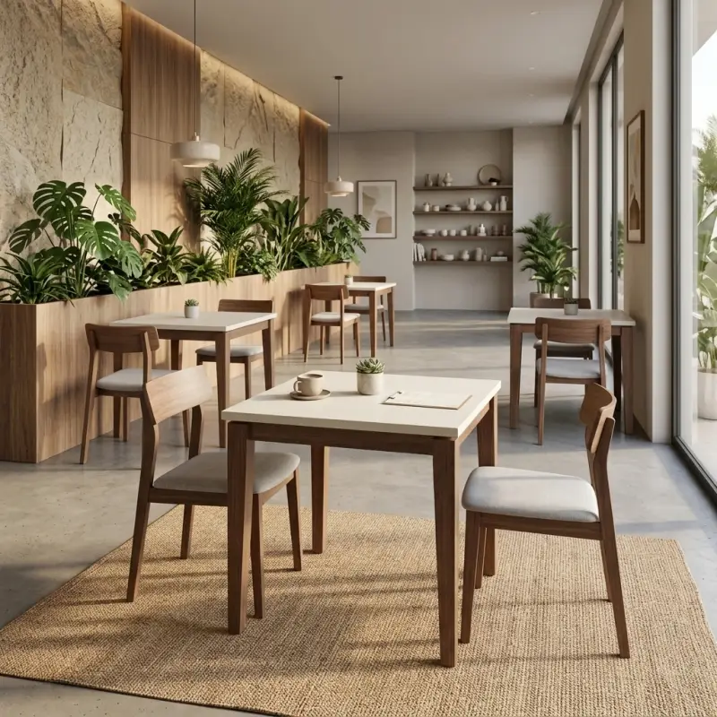 Meja Cafe Kayu Top Putih Scandinavian [3]